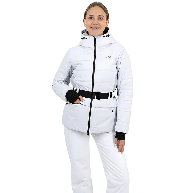 Куртка Rosomaha женская Алыкель стеганная с поясом белый серый от магазина Супер Спорт